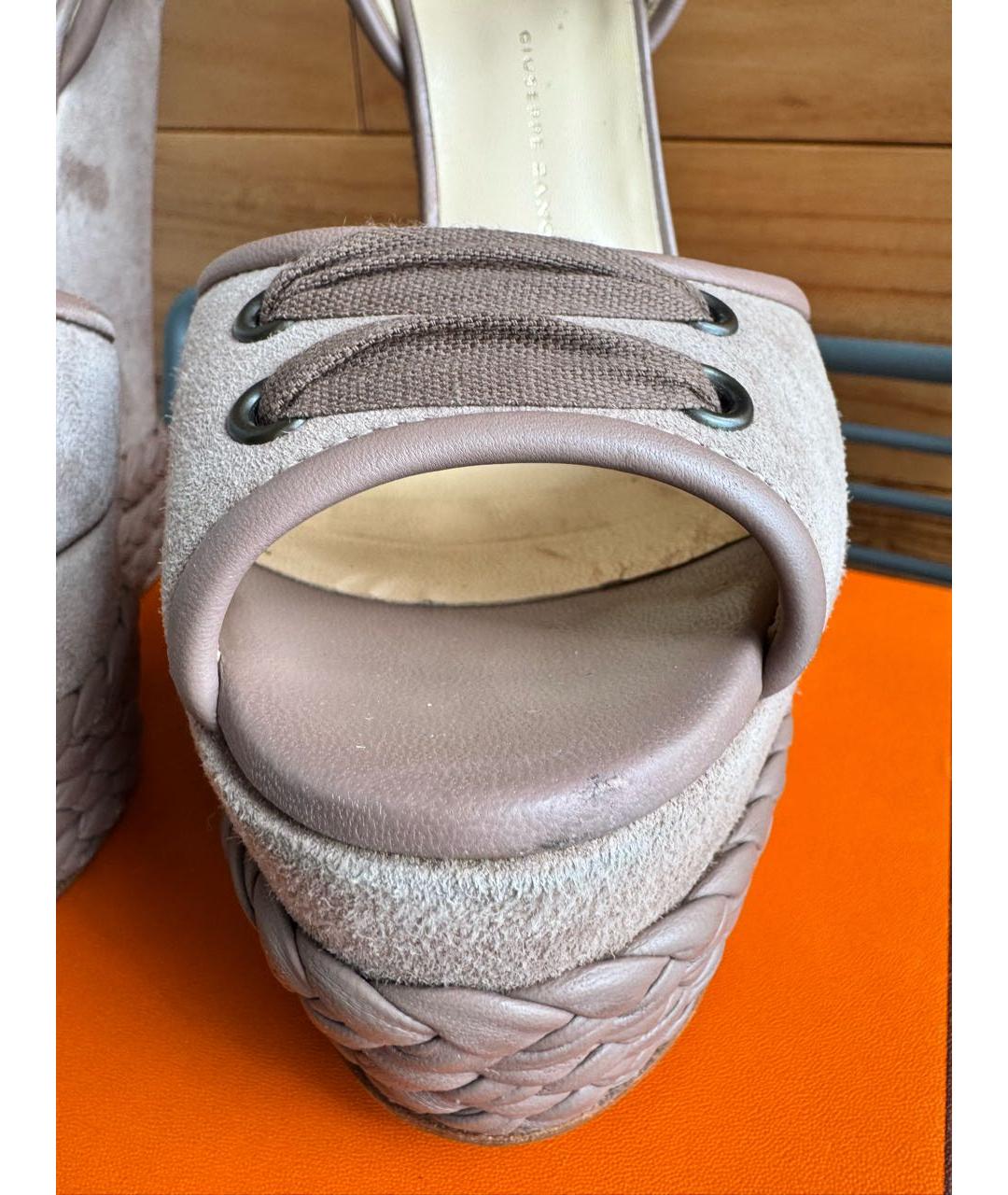 GIUSEPPE ZANOTTI DESIGN Бежевые замшевые босоножки, фото 6