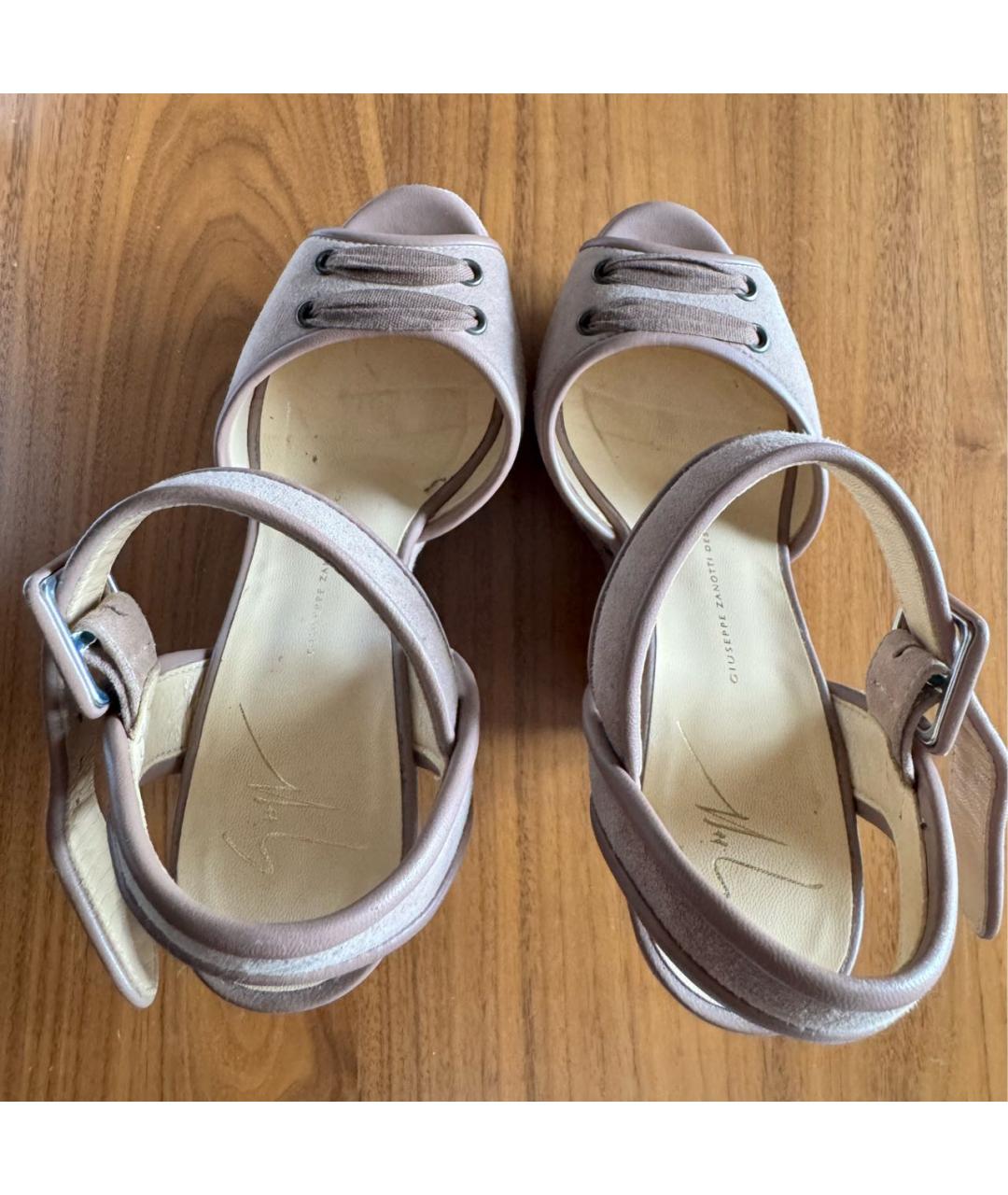 GIUSEPPE ZANOTTI DESIGN Бежевые замшевые босоножки, фото 3