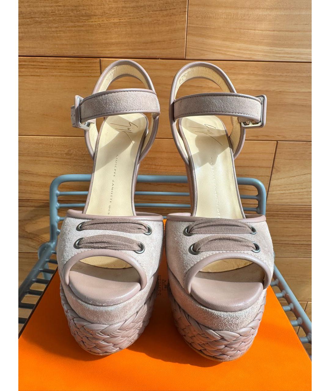 GIUSEPPE ZANOTTI DESIGN Бежевые замшевые босоножки, фото 2