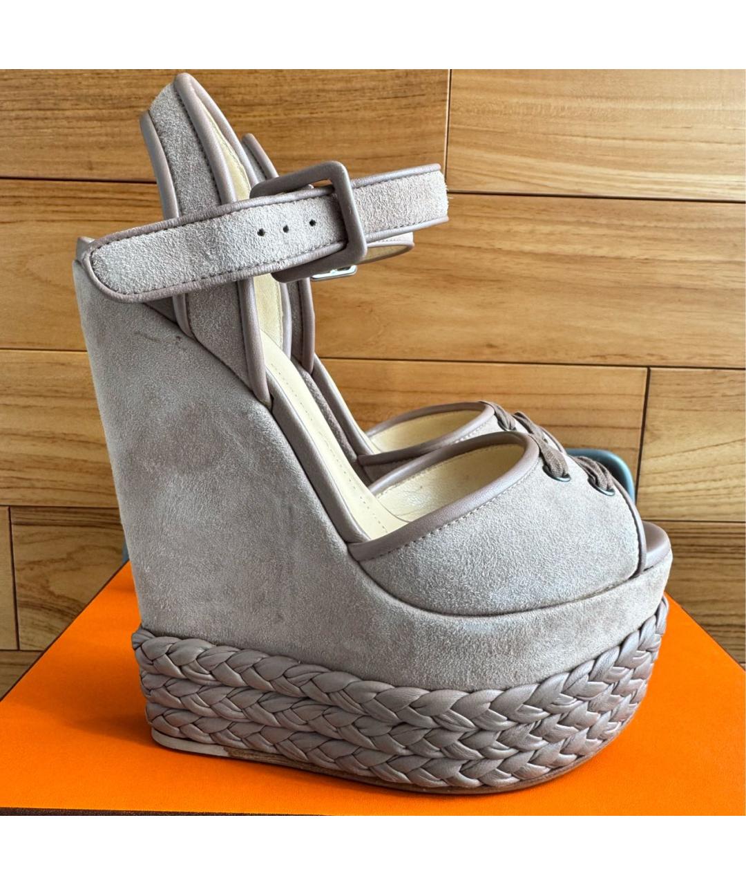 GIUSEPPE ZANOTTI DESIGN Бежевые замшевые босоножки, фото 8