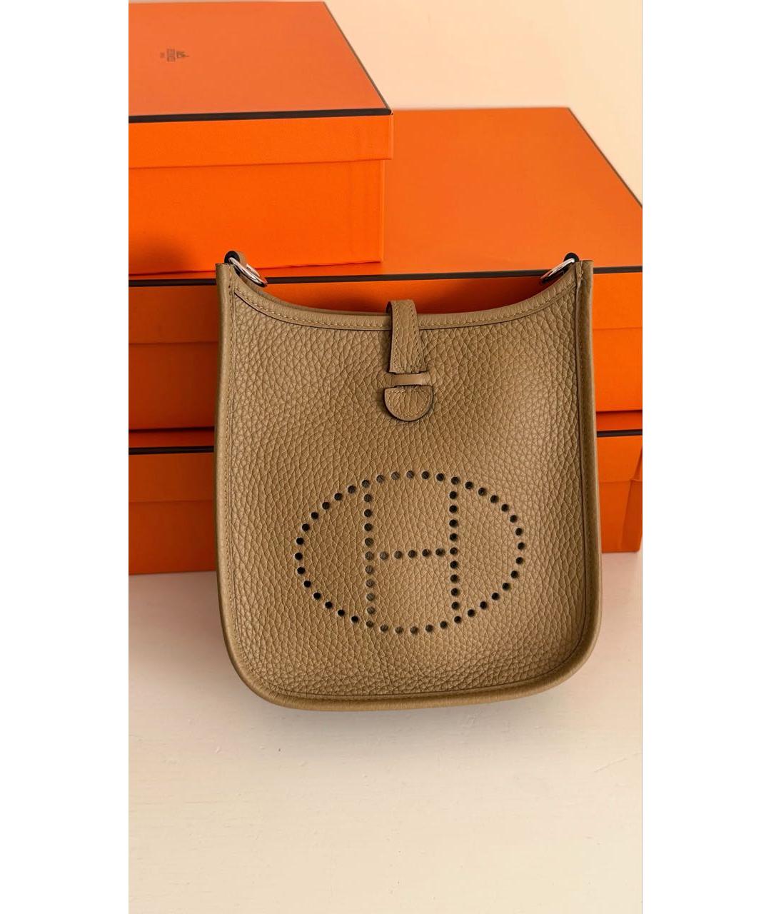 HERMES Хаки кожаная сумка через плечо, фото 2