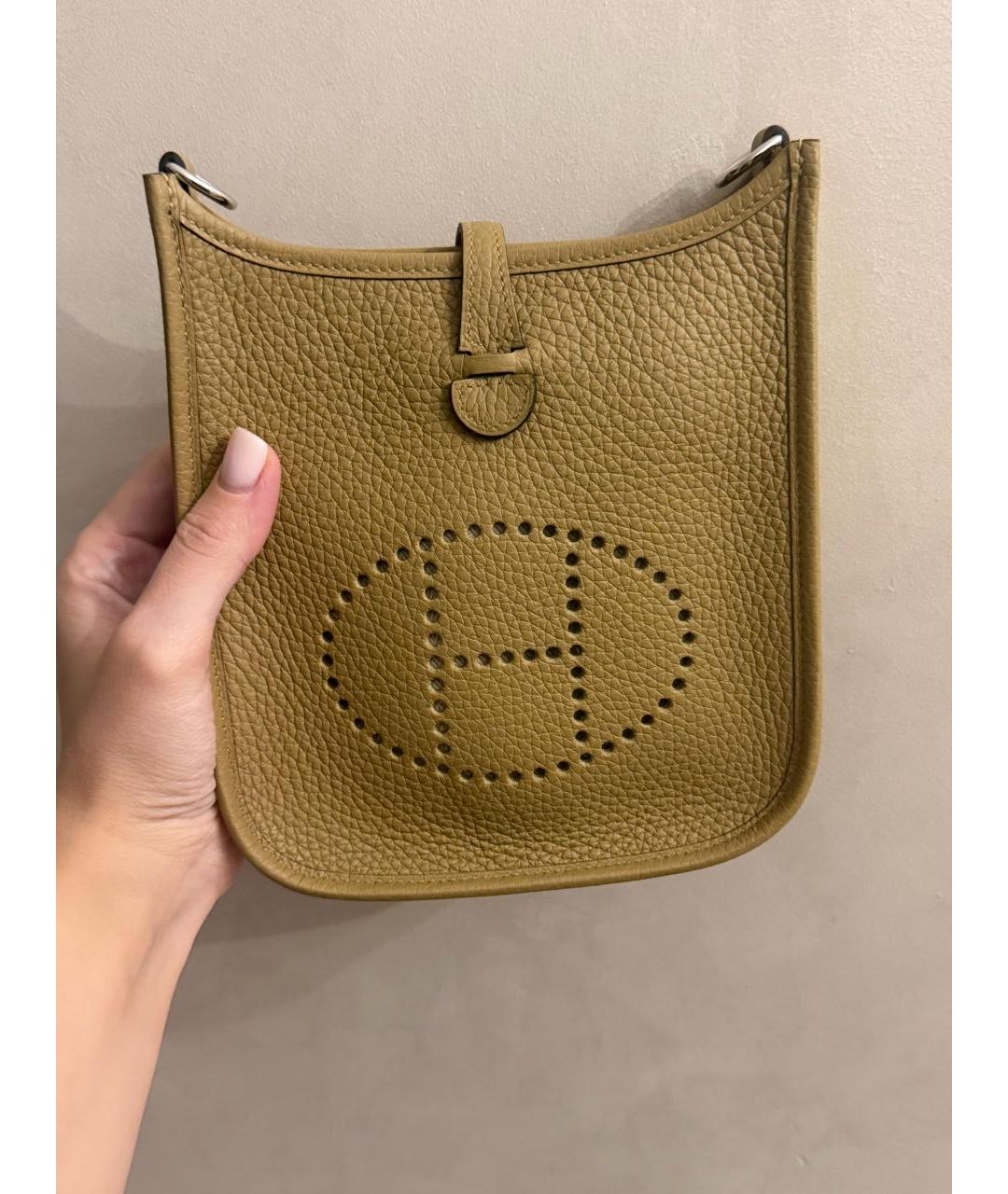 HERMES Хаки кожаная сумка через плечо, фото 4