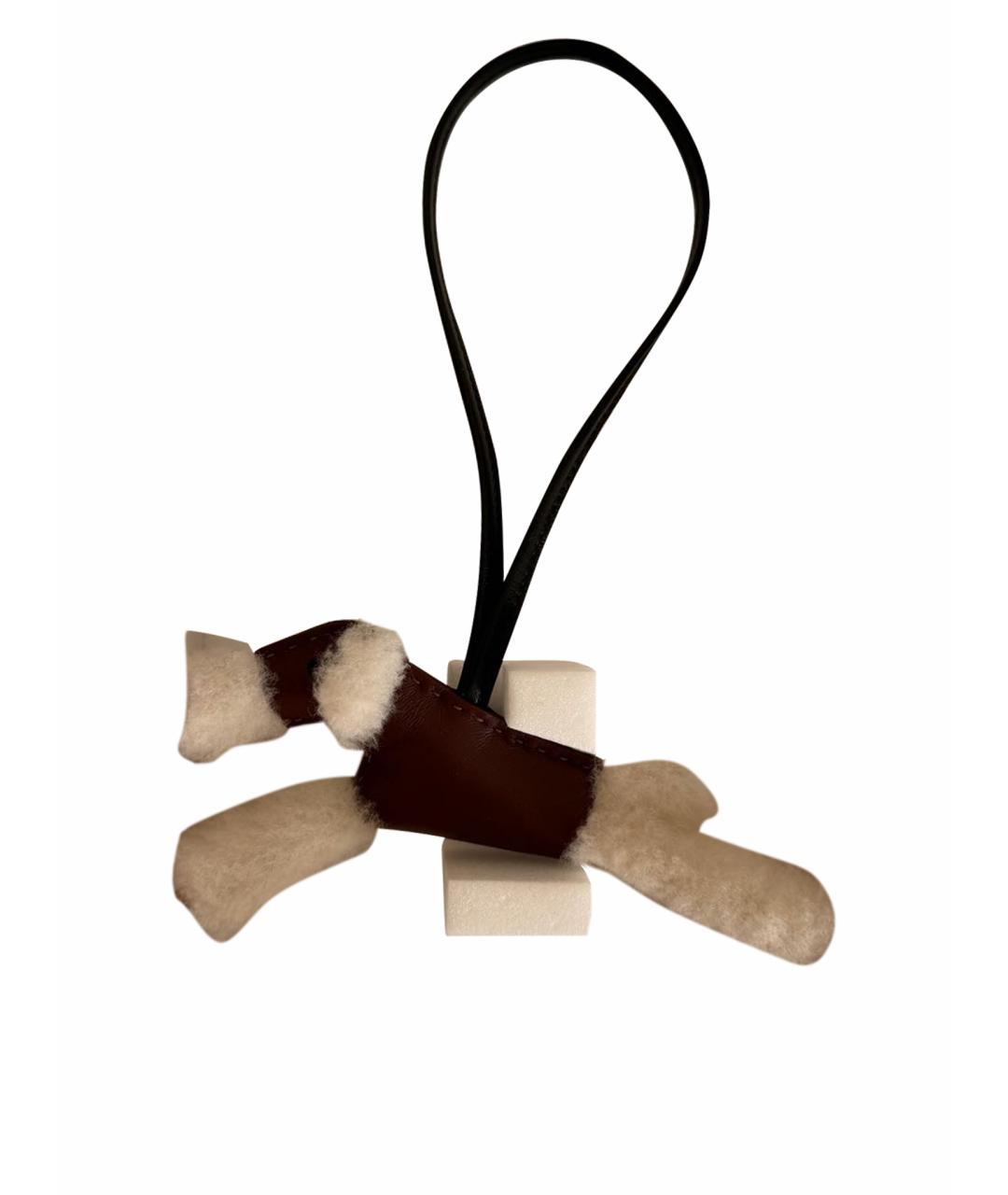 HERMES Бордовый брелок, фото 1