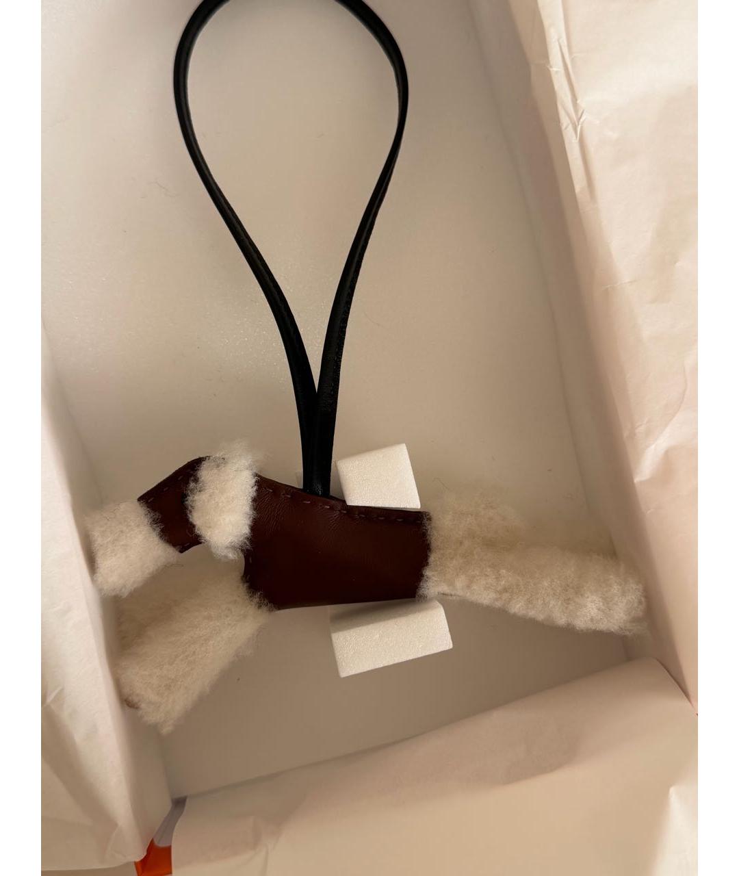 HERMES Бордовый брелок, фото 3