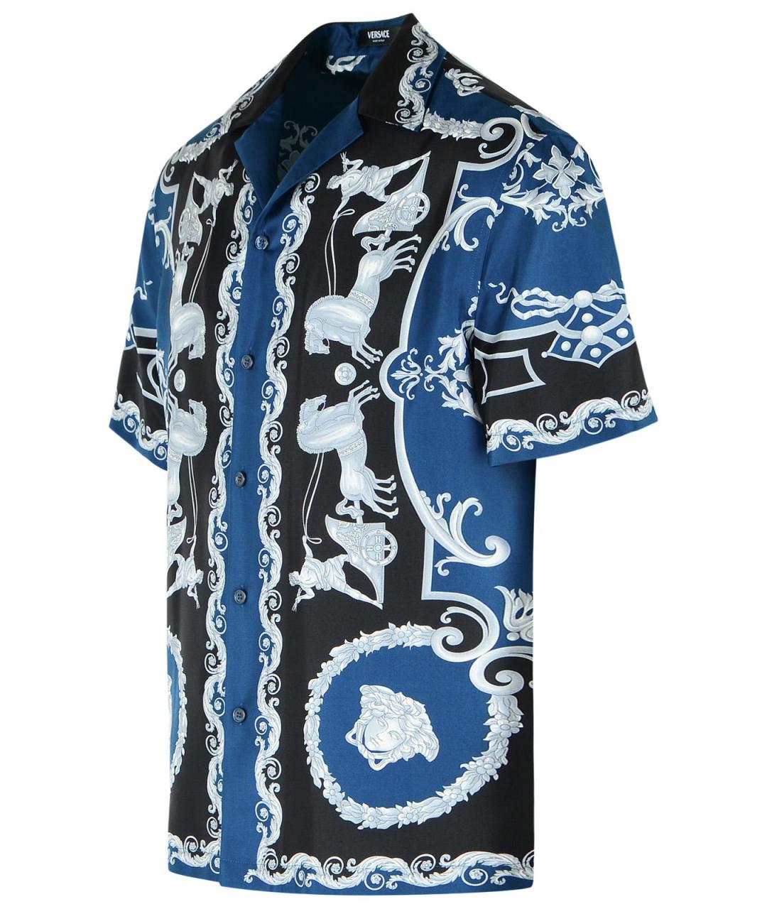 VERSACE Синяя шелковая кэжуал рубашка, фото 2