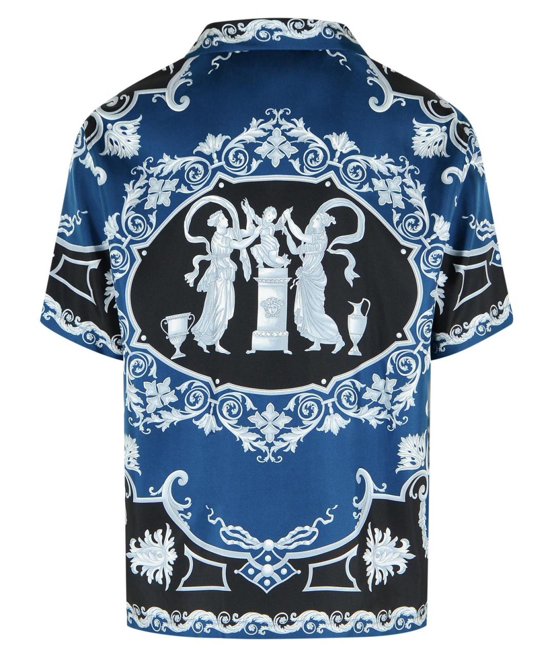 VERSACE Синяя шелковая кэжуал рубашка, фото 3