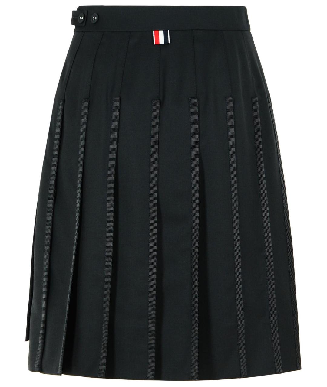 THOM BROWNE Черная шелковая юбка мини, фото 3