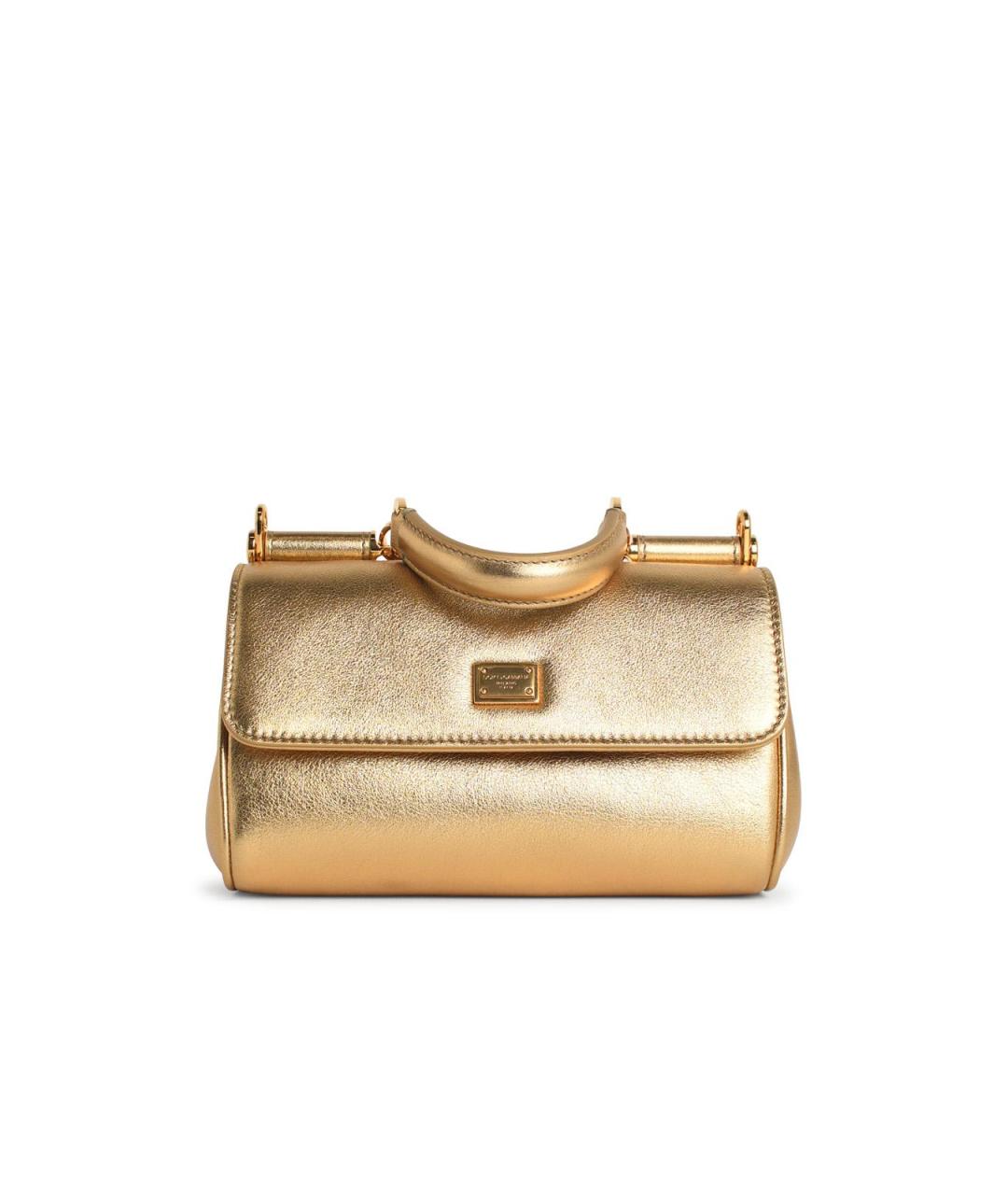 DOLCE&GABBANA Золотая кожаная сумка тоут, фото 1