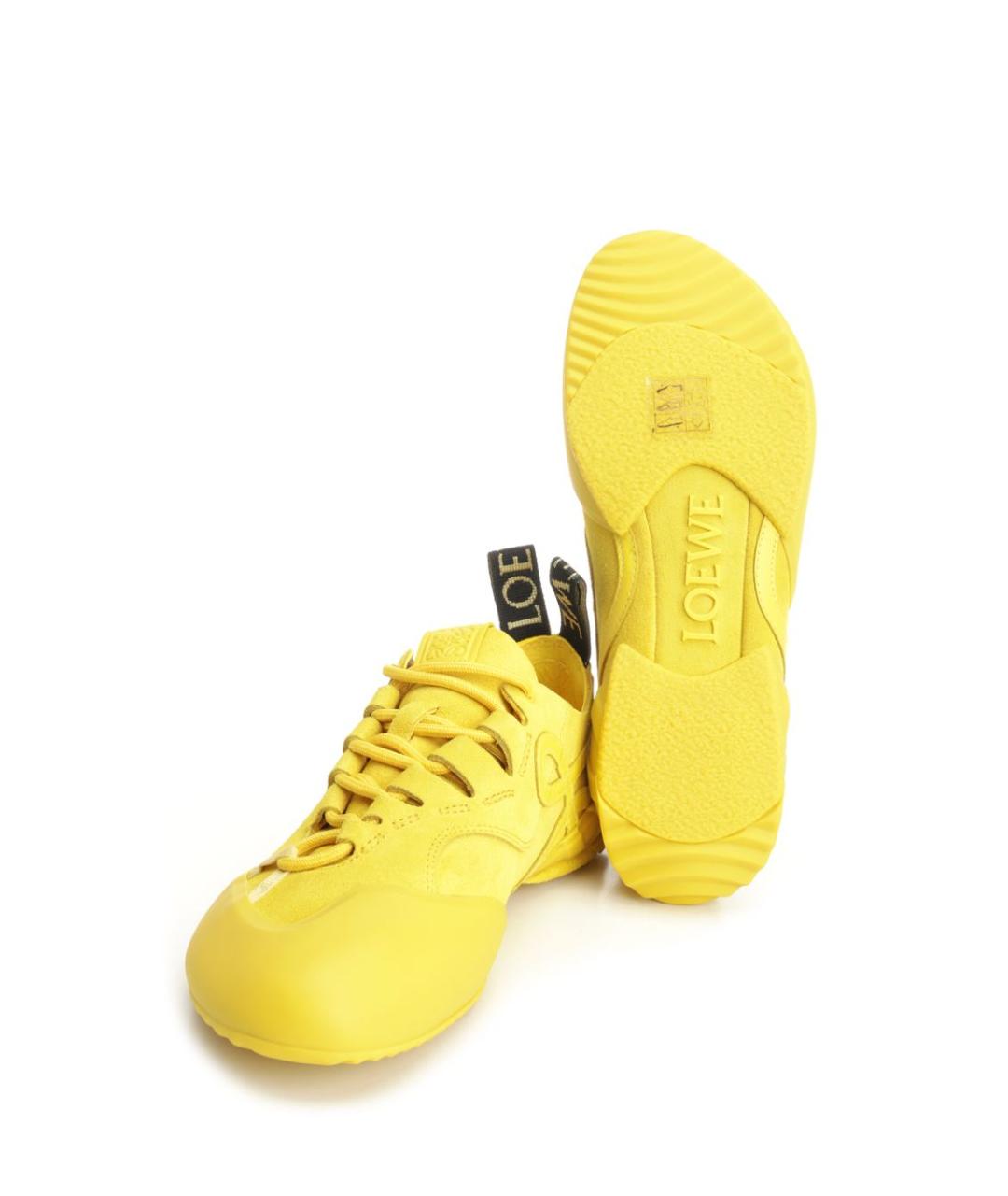 LOEWE Желтые кожаные кроссовки, фото 5
