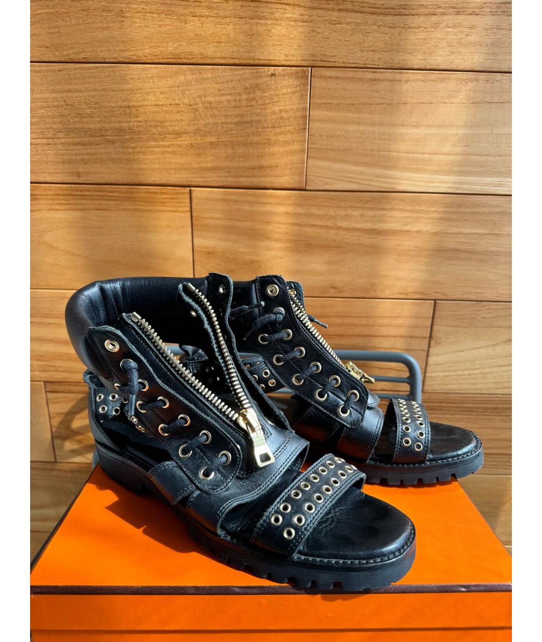 BALMAIN Черные кожаные сандалии, фото 5