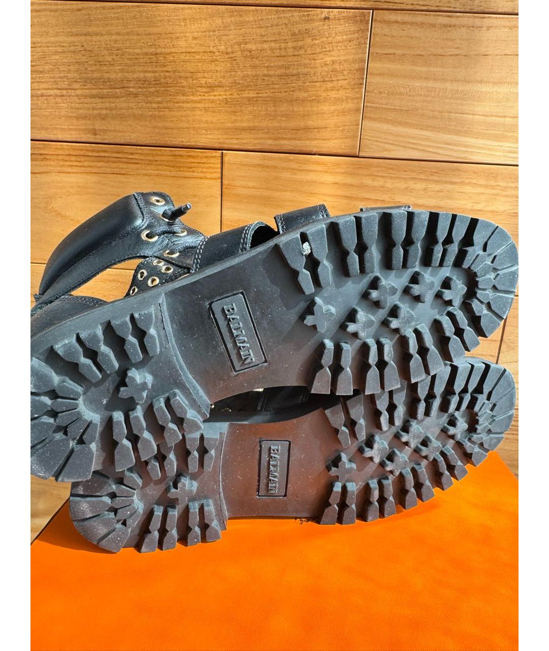 BALMAIN Черные кожаные сандалии, фото 7