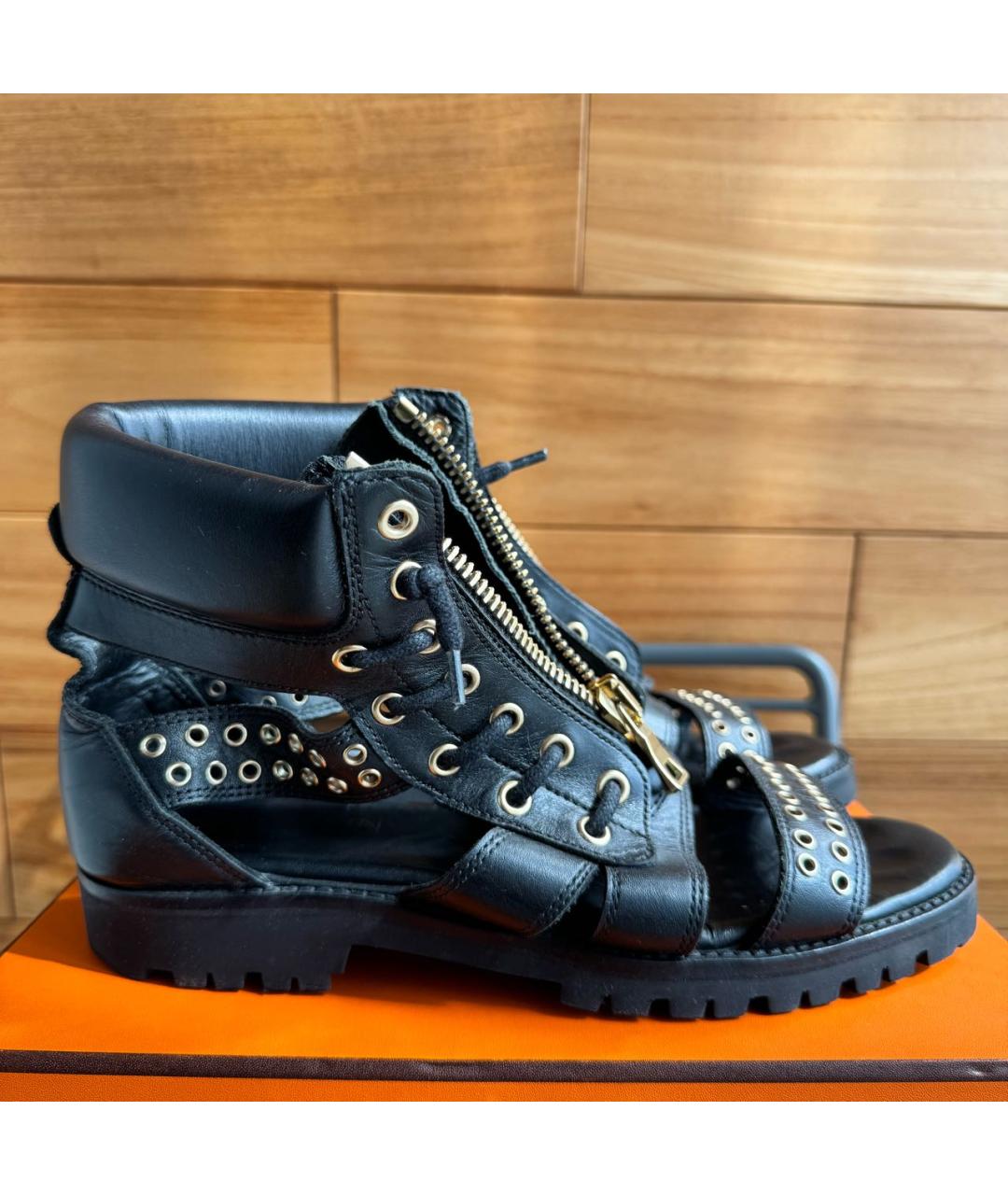 BALMAIN Черные кожаные сандалии, фото 8