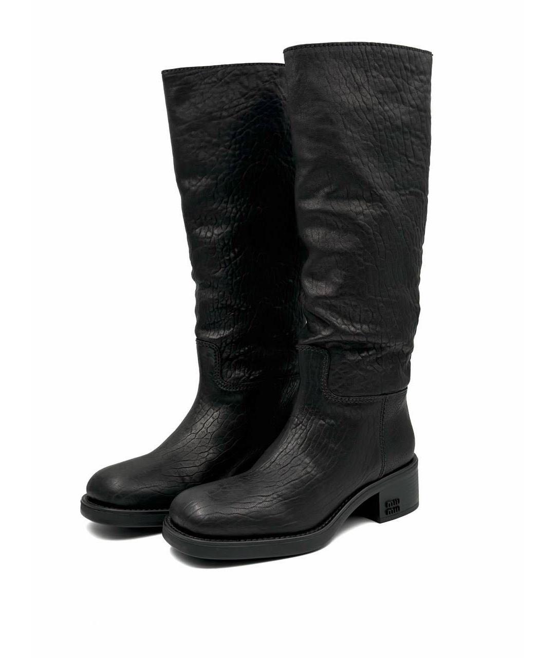 MIU MIU Черные кожаные сапоги, фото 3