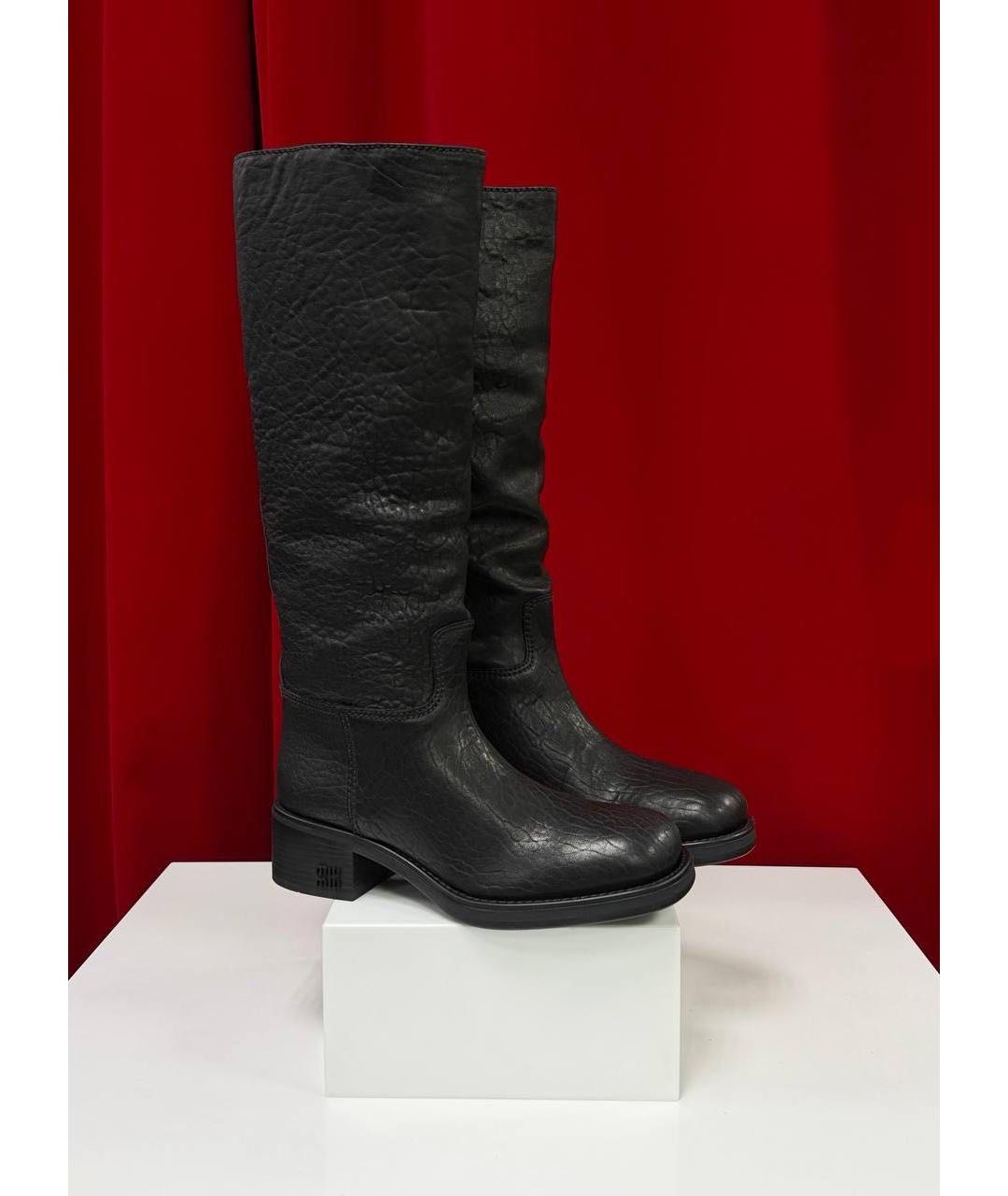 MIU MIU Черные кожаные сапоги, фото 5
