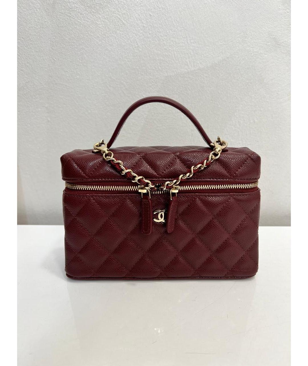 CHANEL Бордовая кожаная сумка через плечо, фото 8