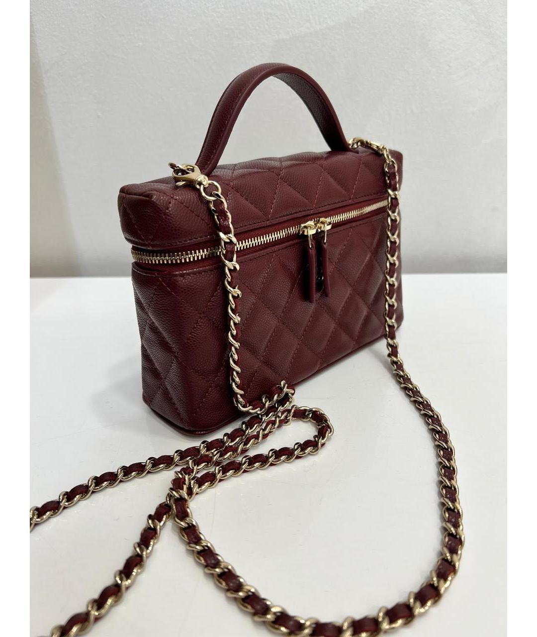 CHANEL Бордовая кожаная сумка через плечо, фото 4