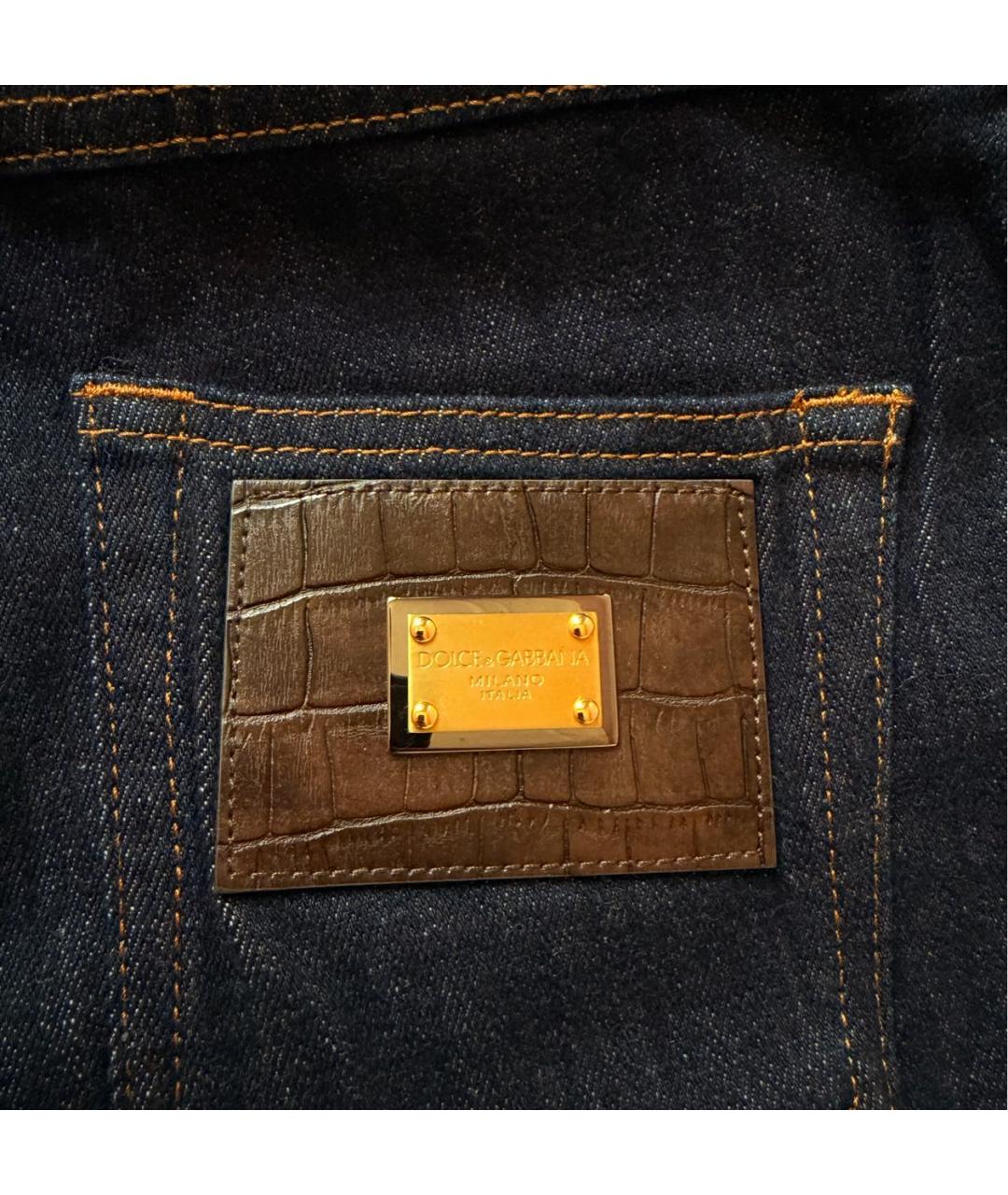 DOLCE&GABBANA Темно-синие хлопко-эластановые джинсы слим, фото 4