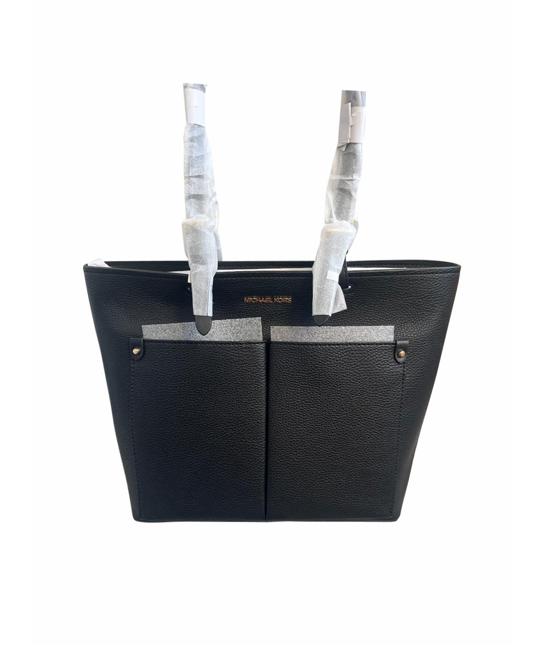 MICHAEL KORS Черная кожаная сумка тоут, фото 1