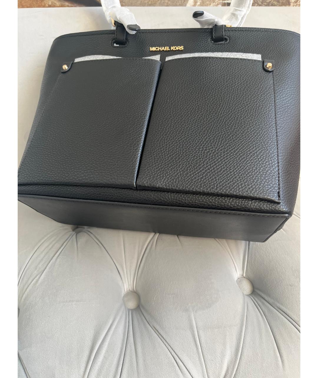 MICHAEL KORS Черная кожаная сумка тоут, фото 5