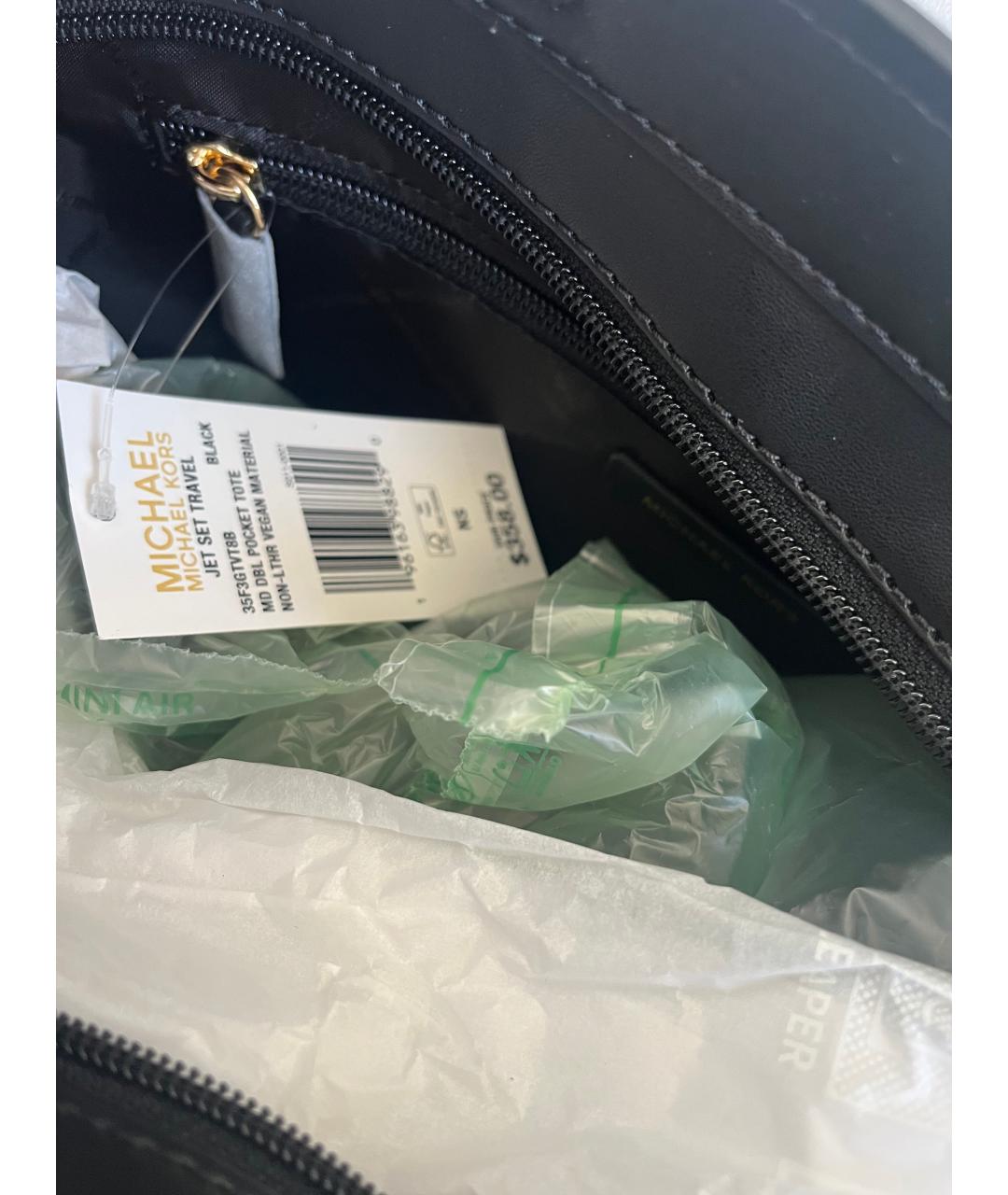 MICHAEL KORS Черная кожаная сумка тоут, фото 4