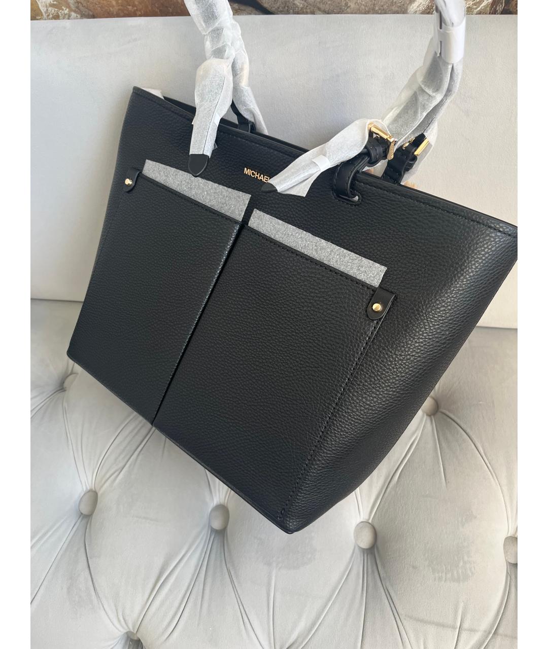 MICHAEL KORS Черная кожаная сумка тоут, фото 2