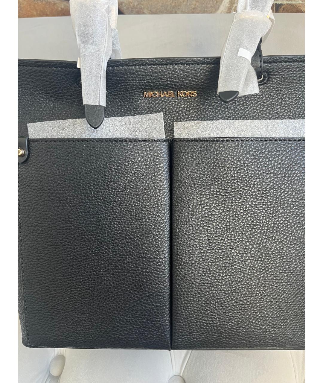 MICHAEL KORS Черная кожаная сумка тоут, фото 7