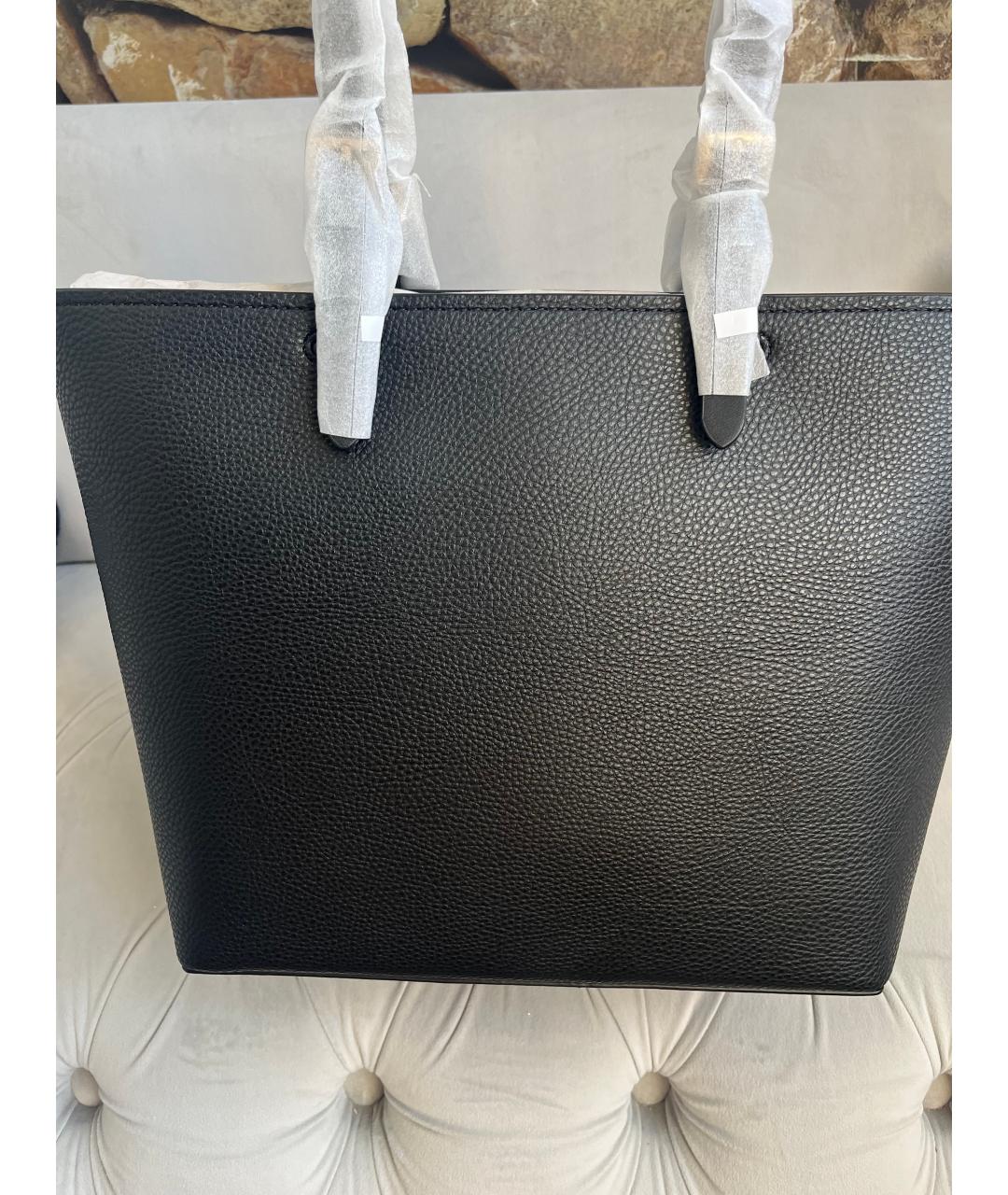 MICHAEL KORS Черная кожаная сумка тоут, фото 3