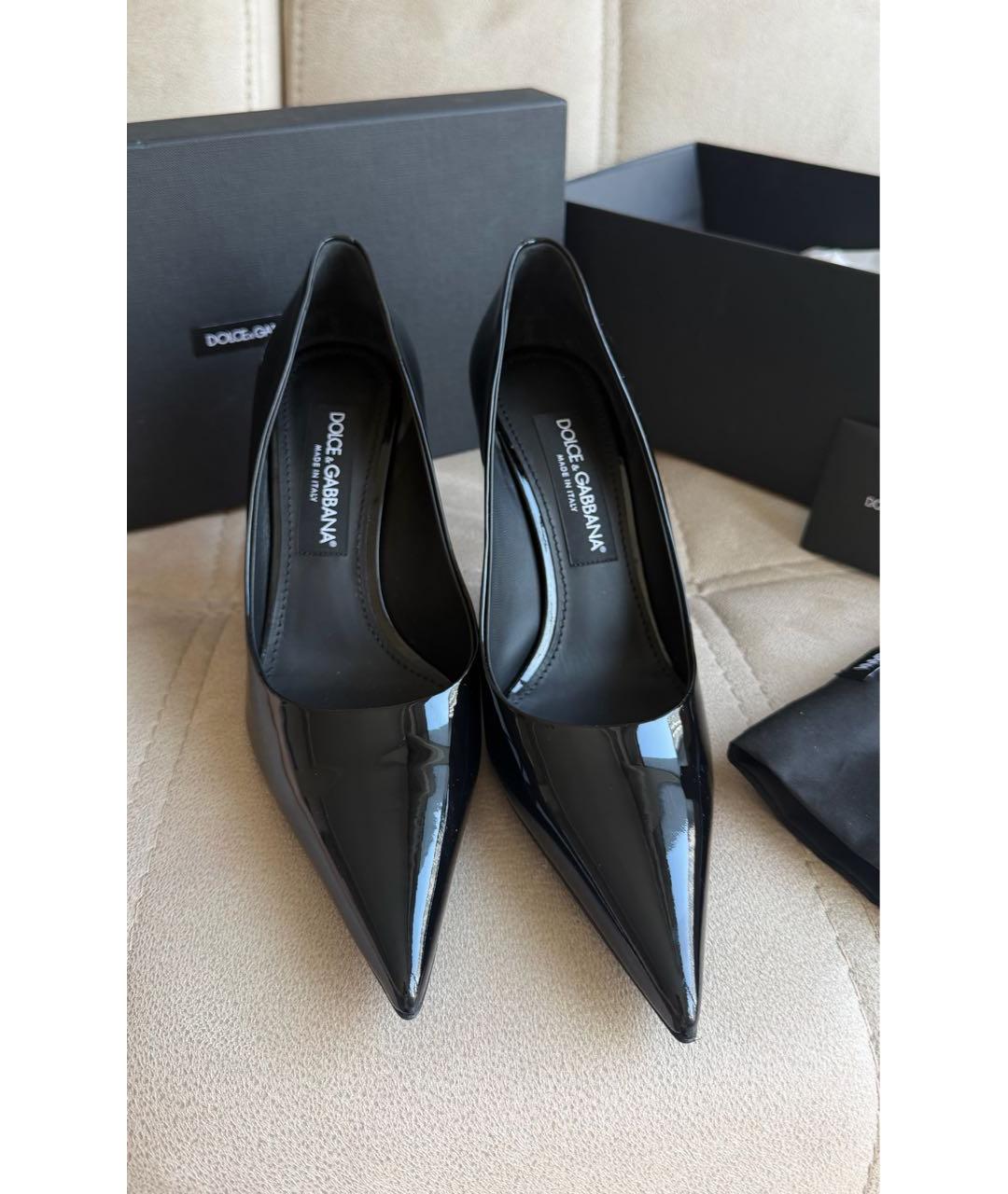 DOLCE&GABBANA Черные кожаные туфли, фото 2