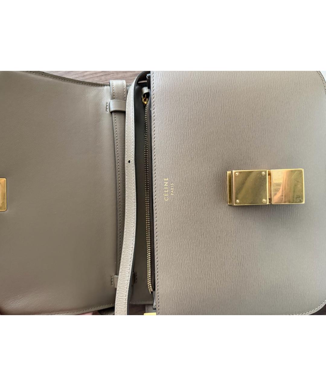CELINE Бежевая кожаная сумка через плечо, фото 3