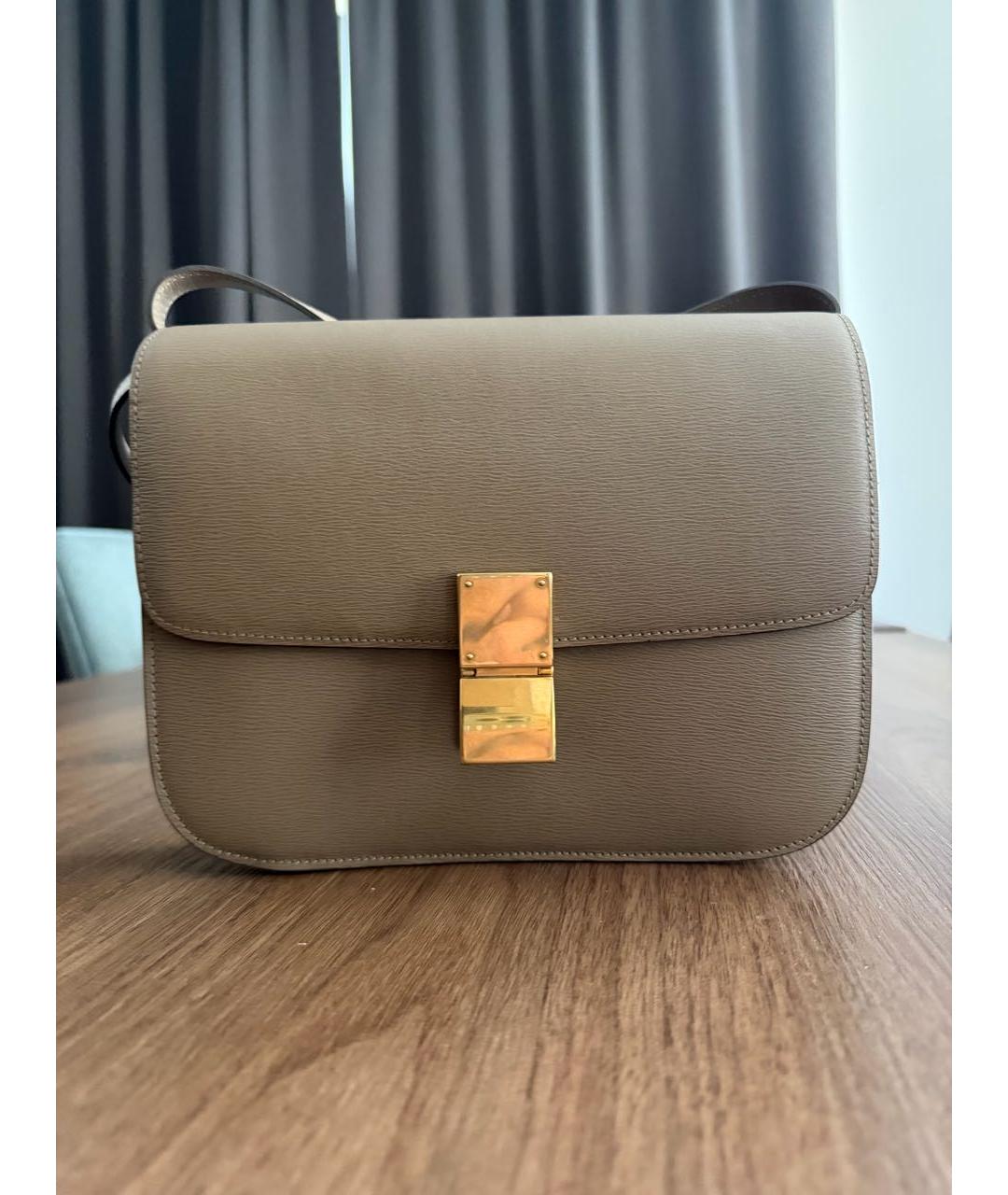 CELINE Бежевая кожаная сумка через плечо, фото 5