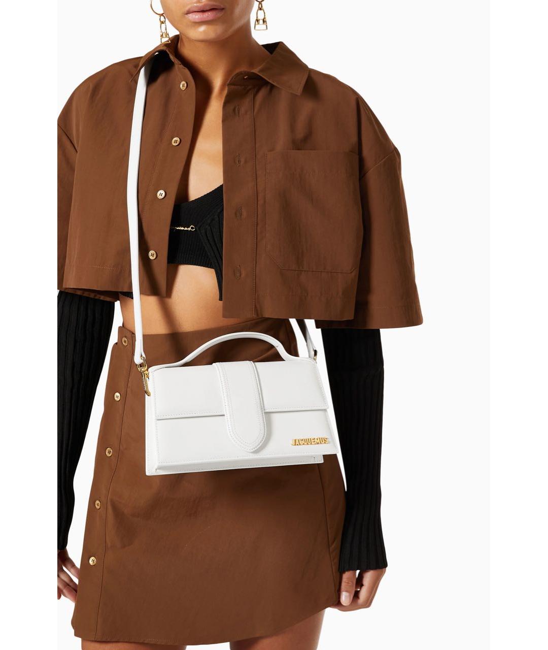 JACQUEMUS Белая кожаная сумка с короткими ручками, фото 8