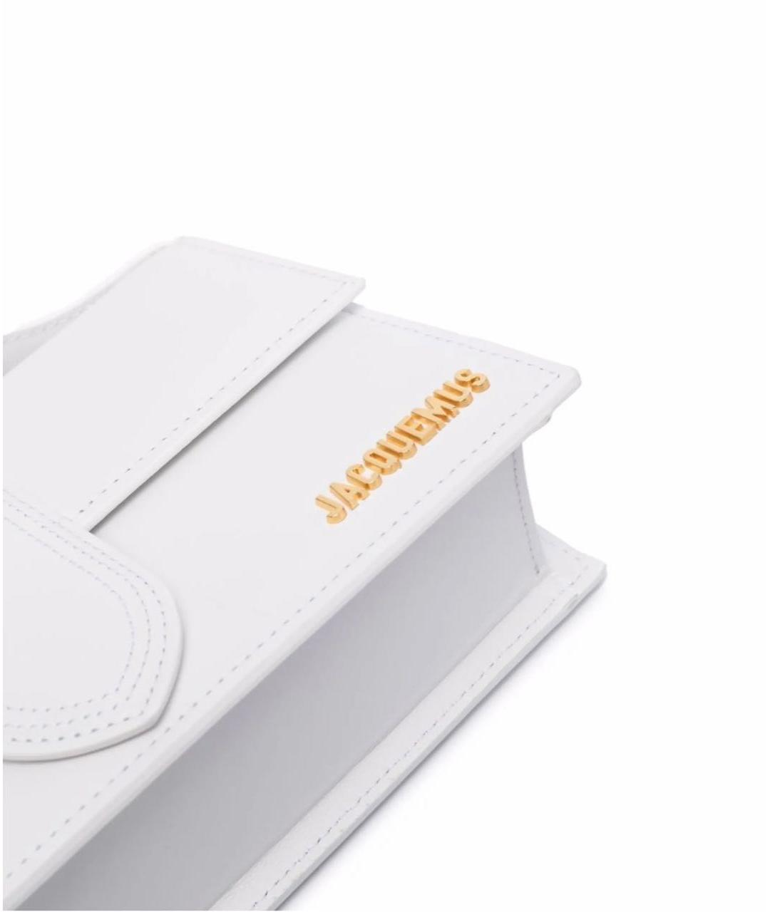 JACQUEMUS Белая кожаная сумка с короткими ручками, фото 3