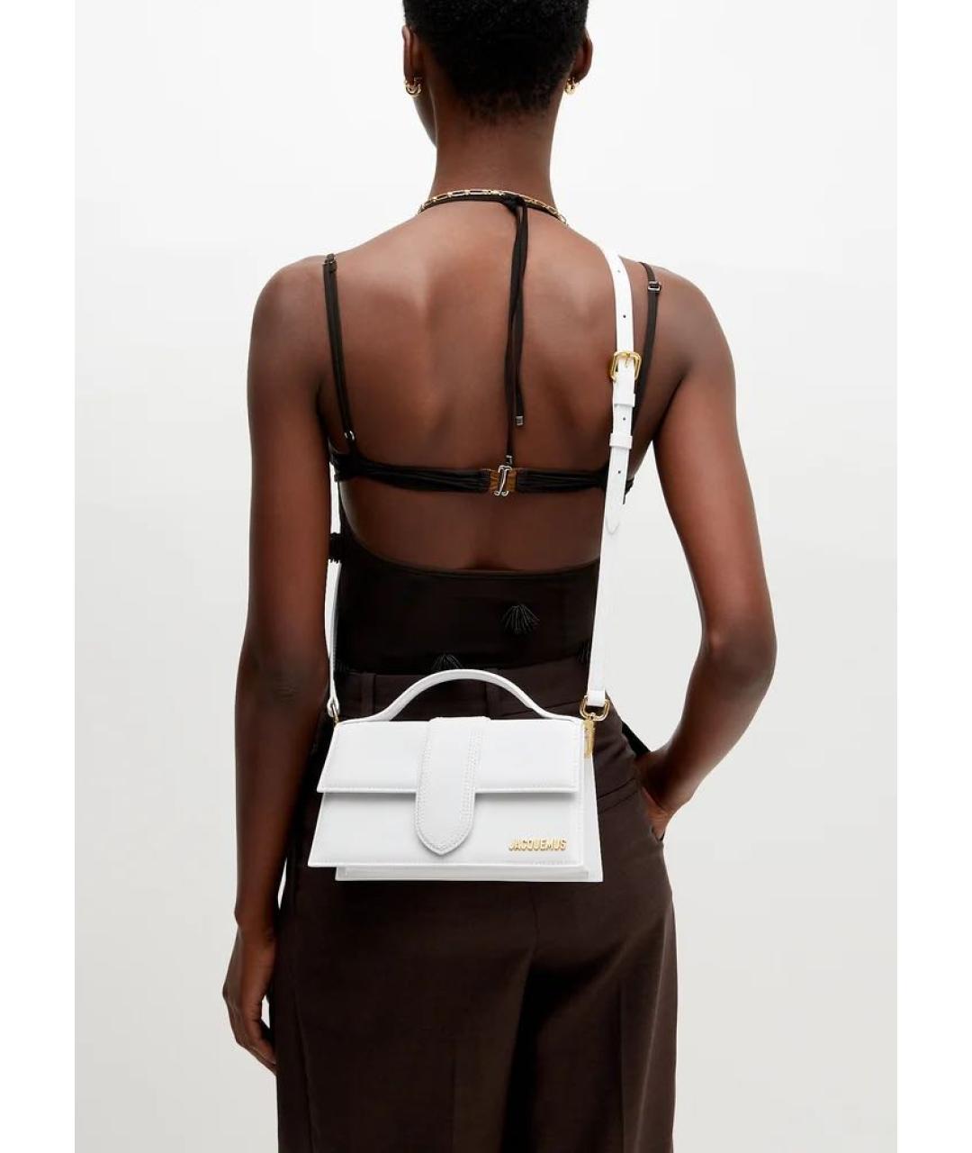 JACQUEMUS Белая кожаная сумка с короткими ручками, фото 6