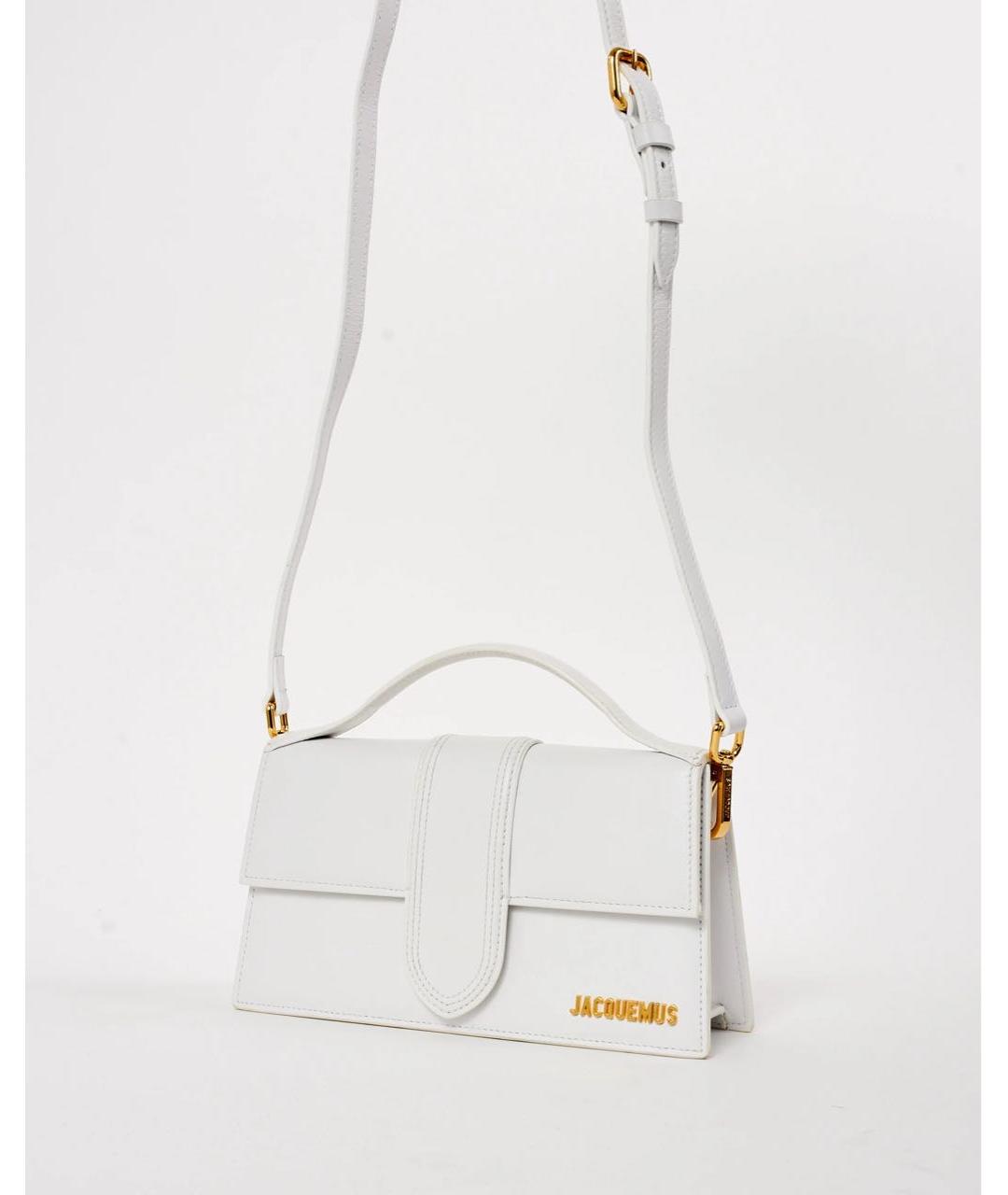 JACQUEMUS Белая кожаная сумка с короткими ручками, фото 5