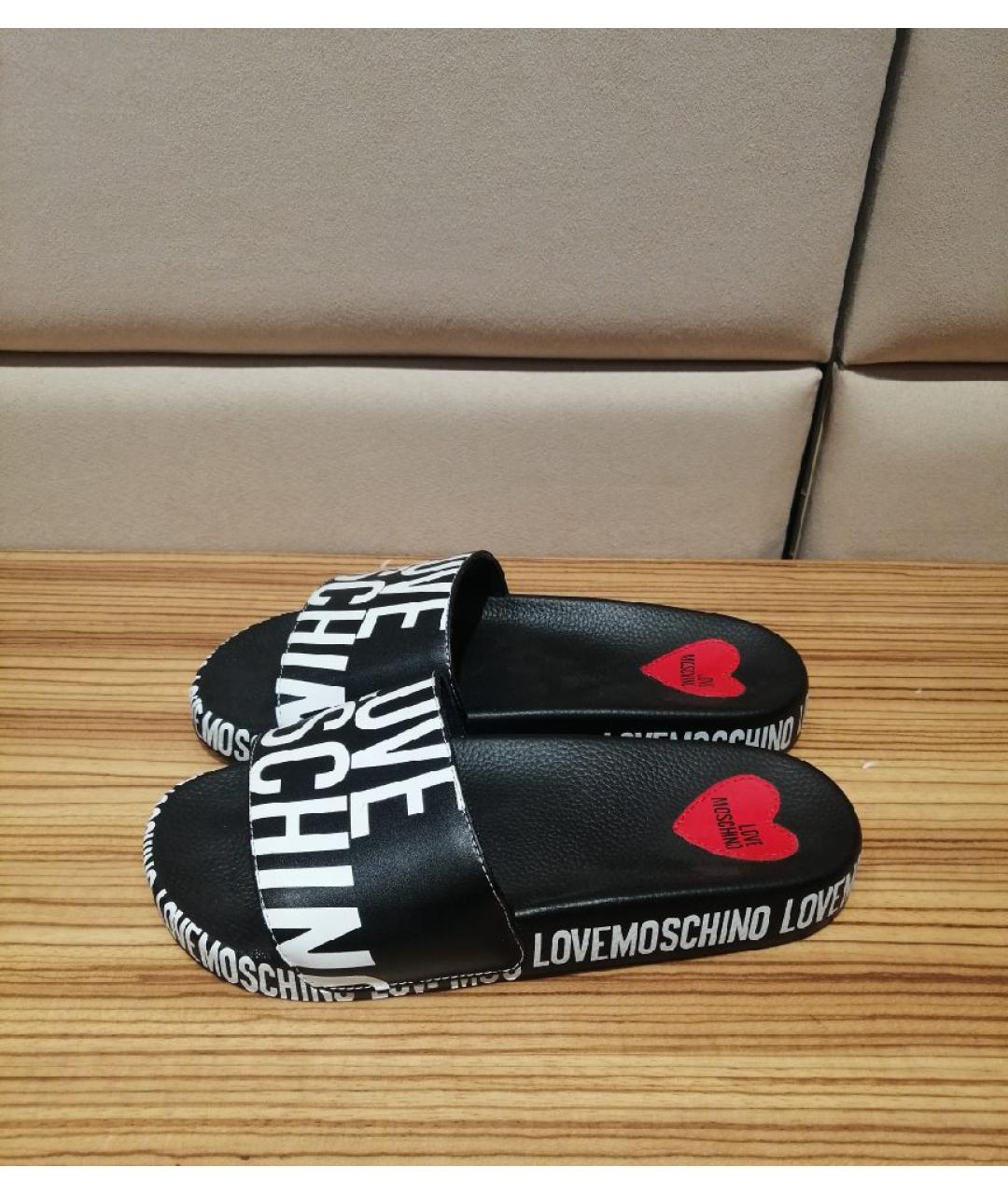 LOVE MOSCHINO Черные шлепанцы, фото 4