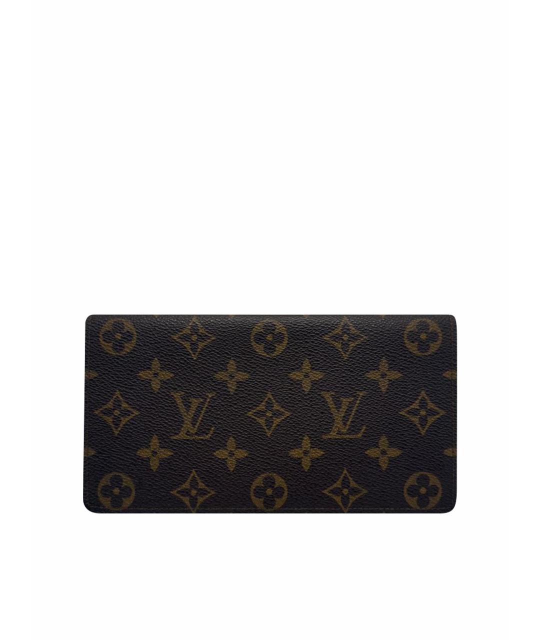 LOUIS VUITTON Коричневый кожаный кошелек, фото 1