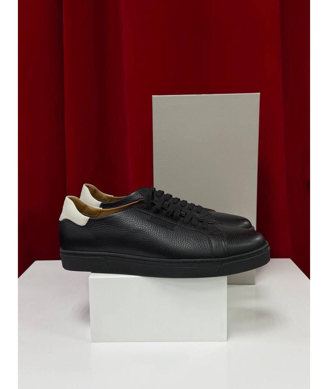 VALENTINO Черные кожаные низкие кроссовки / кеды, фото 7
