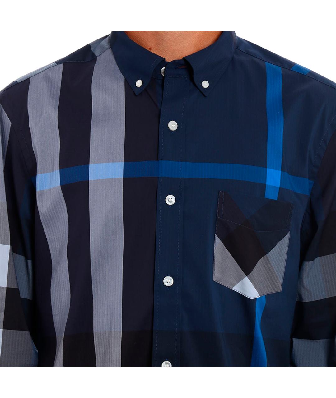 BURBERRY Темно-синяя хлопковая кэжуал рубашка, фото 5