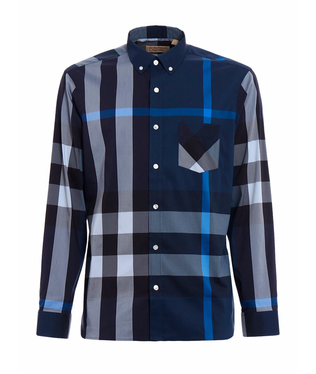 BURBERRY Темно-синяя хлопковая кэжуал рубашка, фото 1