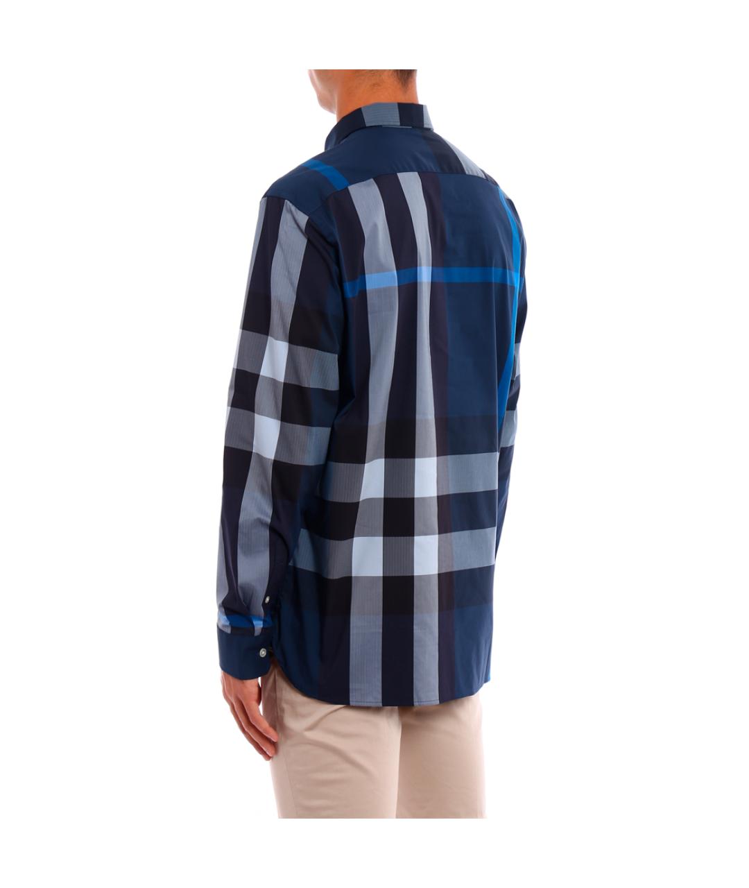 BURBERRY Темно-синяя хлопковая кэжуал рубашка, фото 3