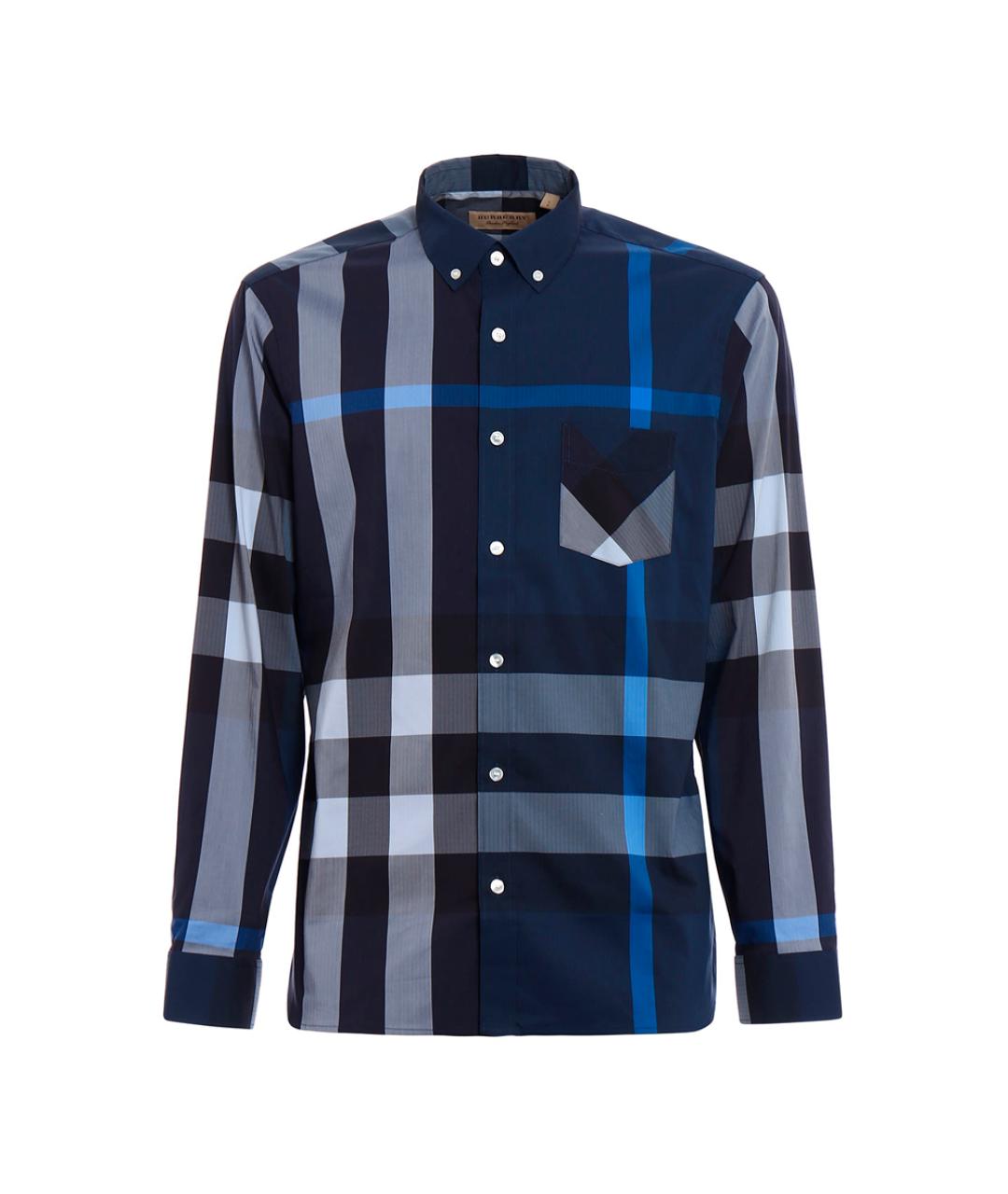 BURBERRY Темно-синяя хлопковая кэжуал рубашка, фото 7