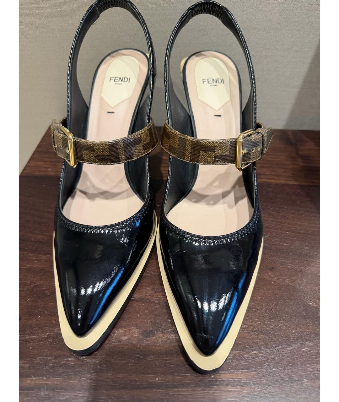 FENDI Черные кожаные туфли, фото 2