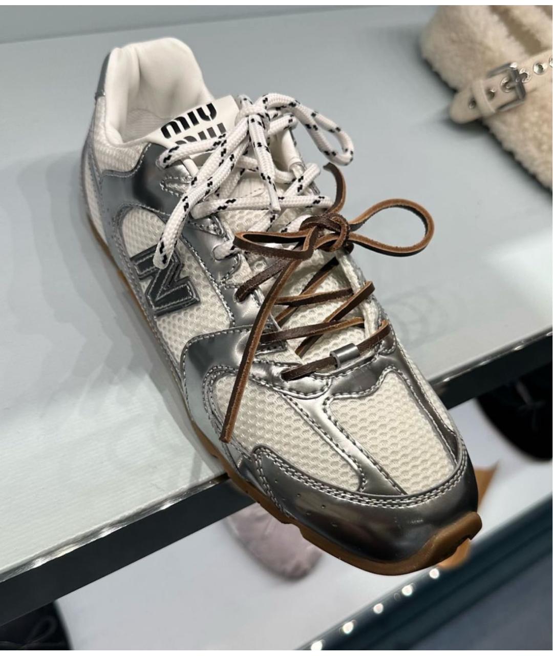 MIU MIU Белые кожаные кроссовки, фото 4