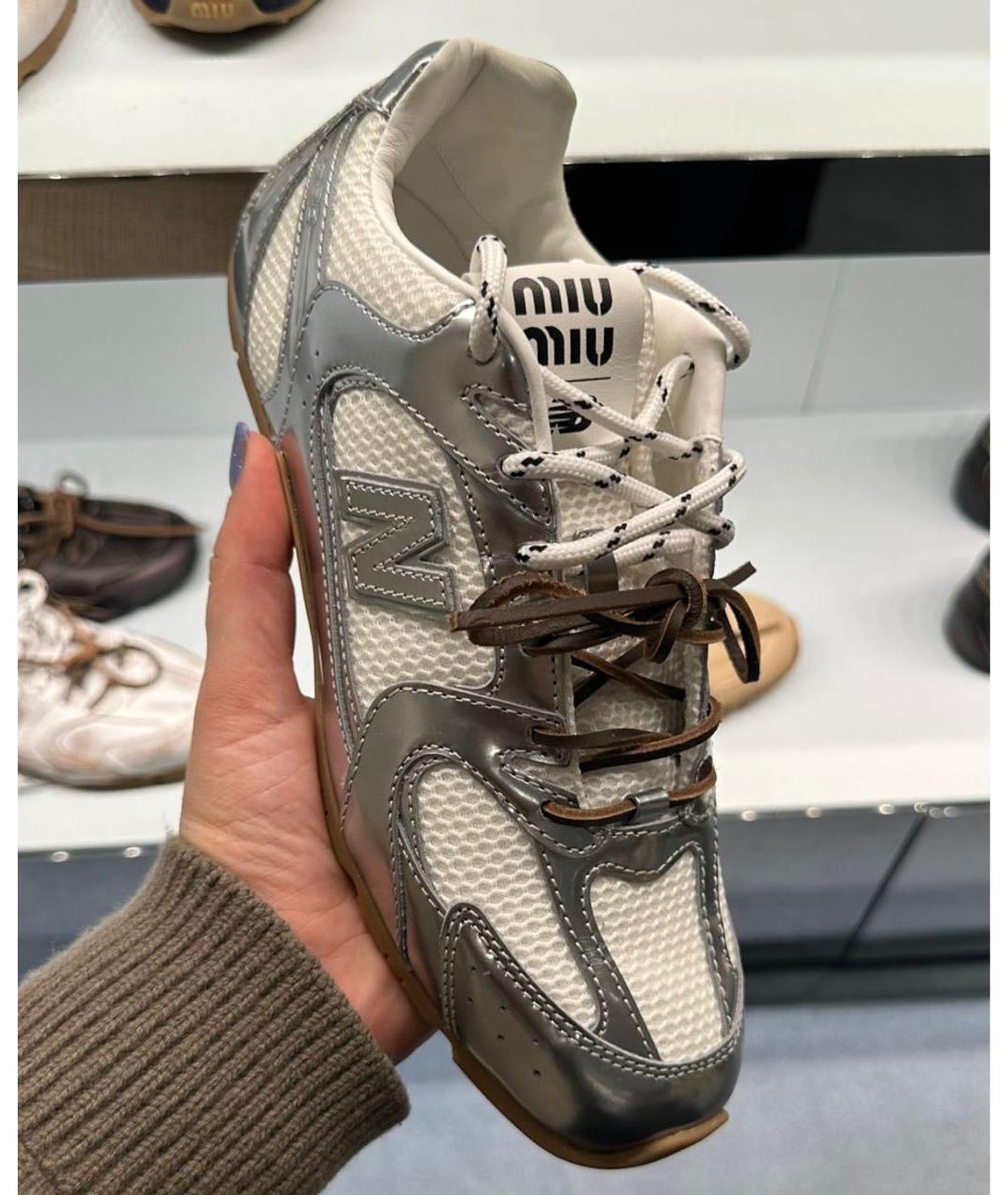 MIU MIU Белые кожаные кроссовки, фото 3