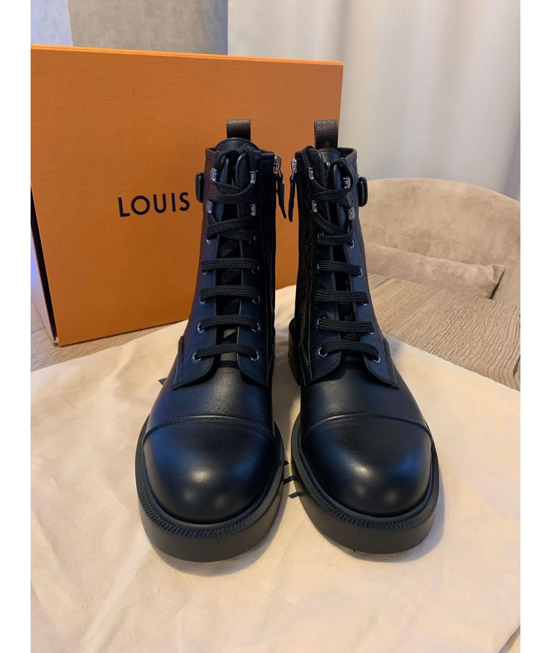 LOUIS VUITTON Черные кожаные ботинки, фото 4