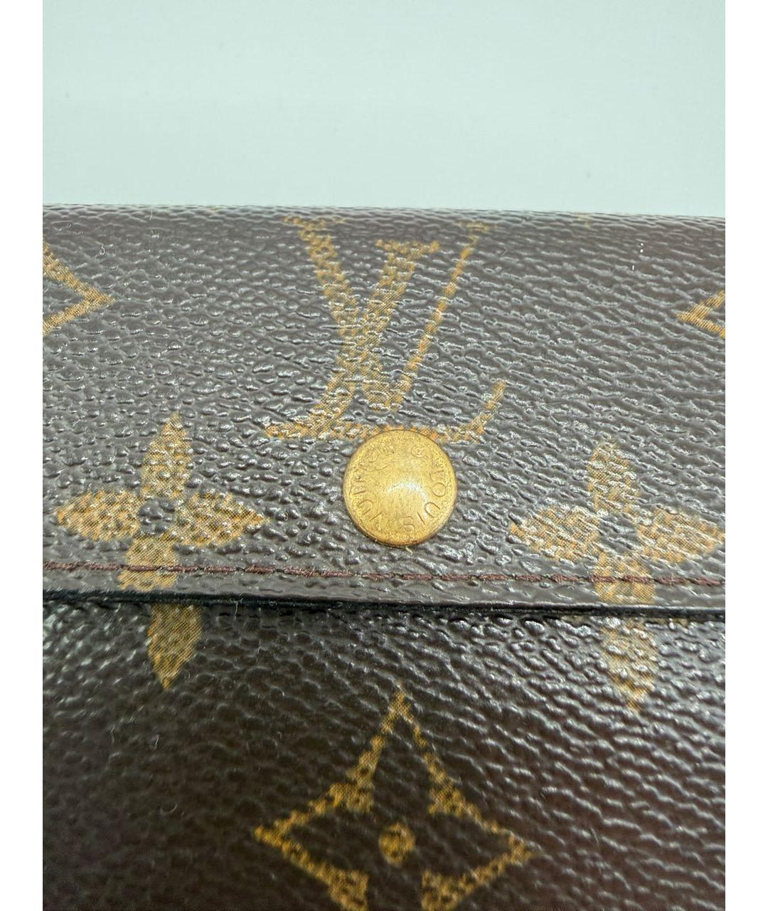 LOUIS VUITTON Коричневый кожаный кошелек, фото 3