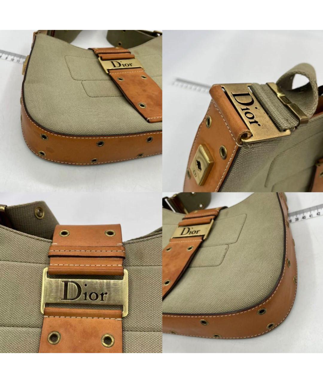 CHRISTIAN DIOR Хаки жаккардовая сумка через плечо, фото 5