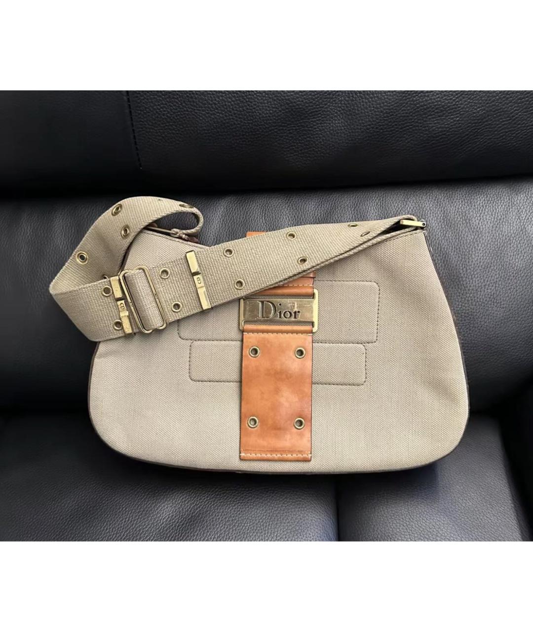 CHRISTIAN DIOR Хаки жаккардовая сумка через плечо, фото 2