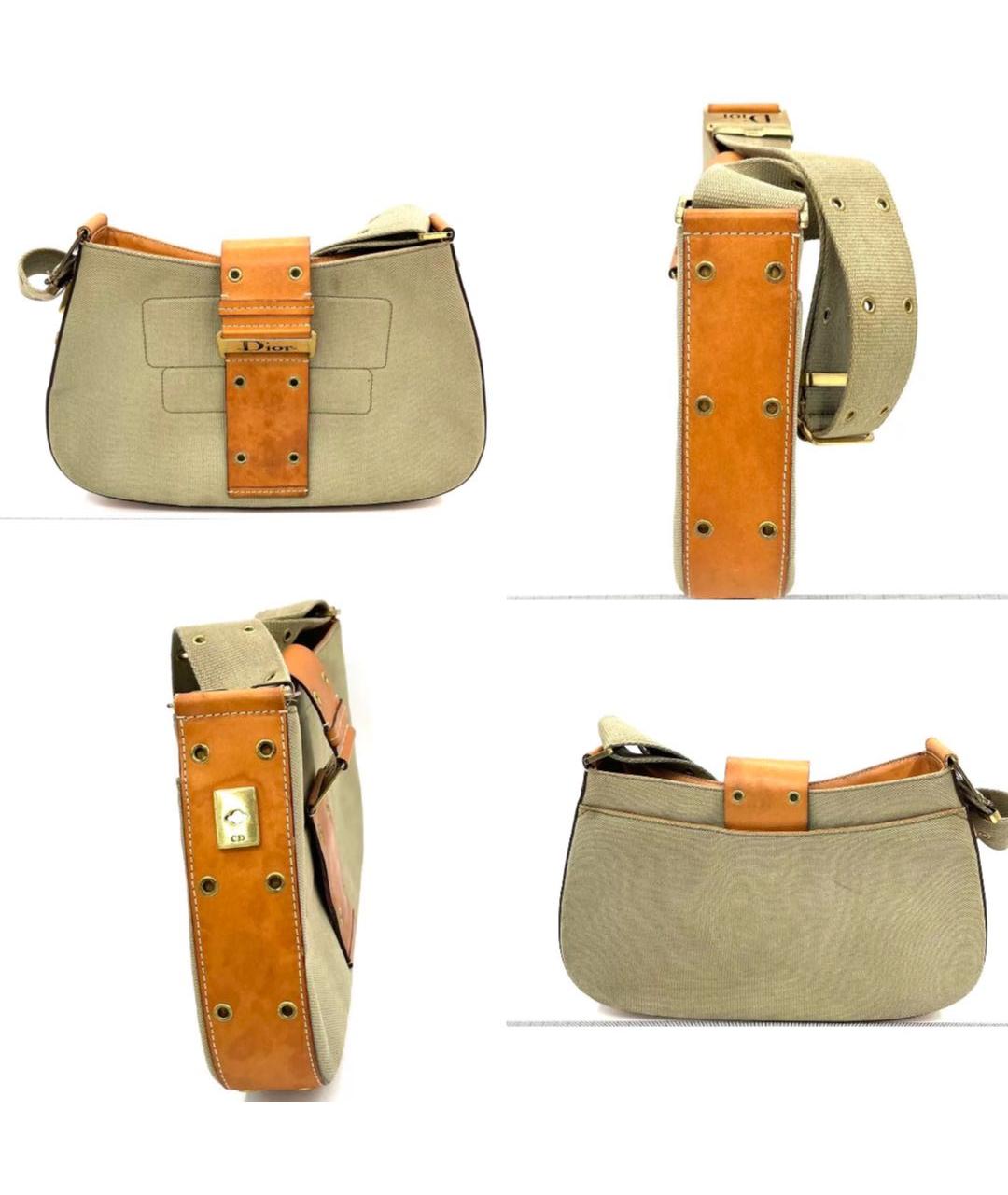 CHRISTIAN DIOR Хаки жаккардовая сумка через плечо, фото 4