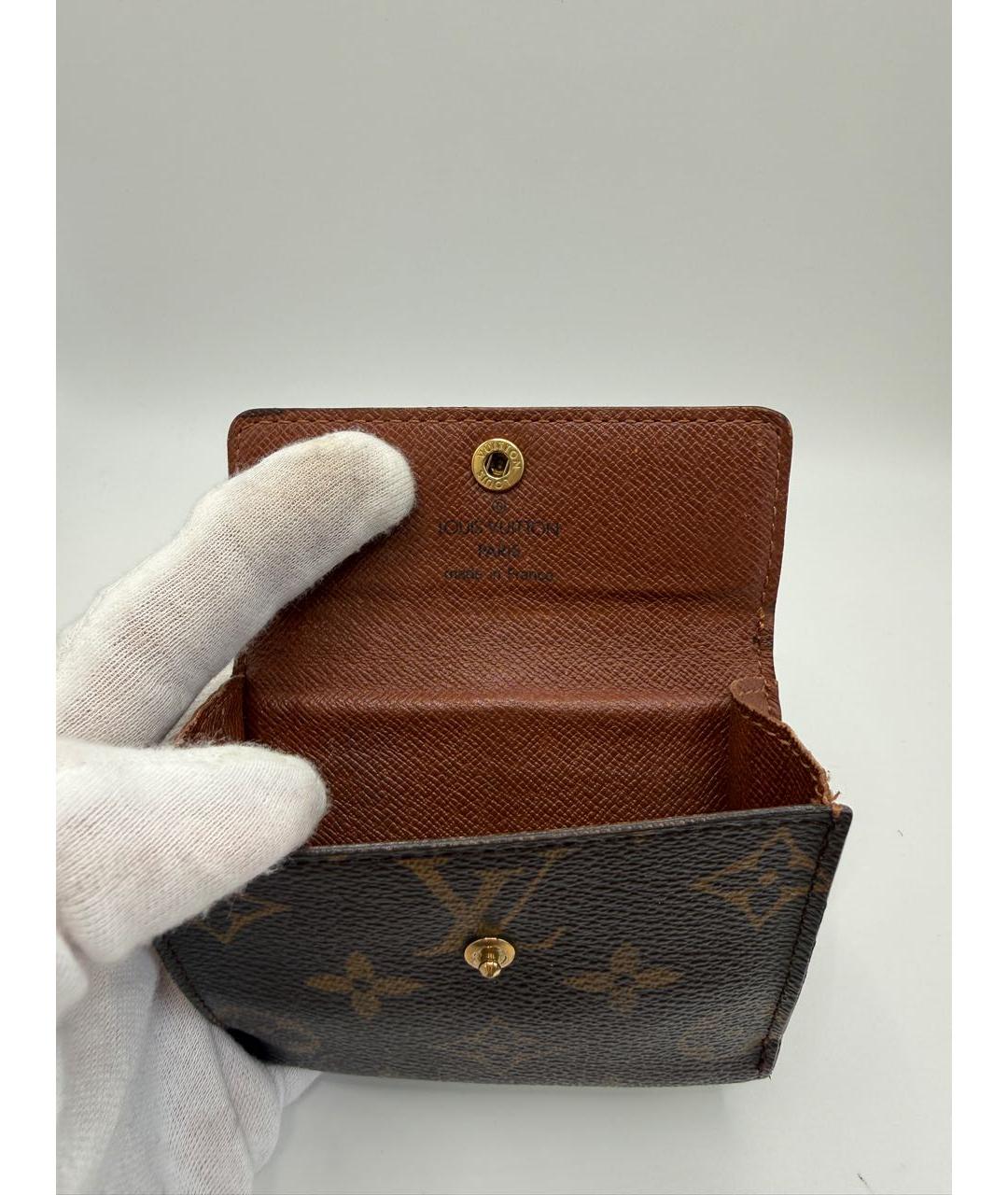 LOUIS VUITTON Коричневый кожаный кошелек, фото 4